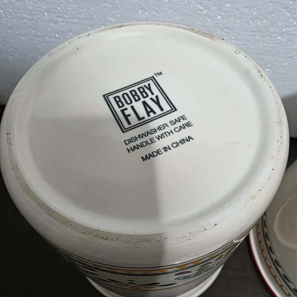 Bobby Flay Sevilla Set of 2 Canisters & Lids Painted